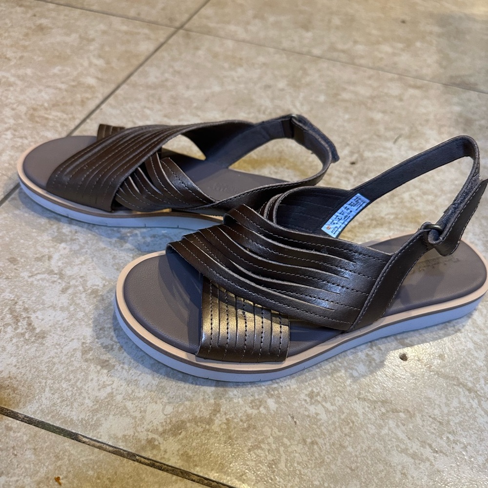 Timberland Bronze and Brown Slingback Sandals.  Women size 6